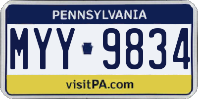 PA license plate MYY9834