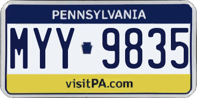 PA license plate MYY9835