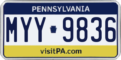 PA license plate MYY9836