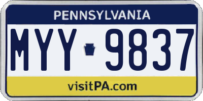 PA license plate MYY9837