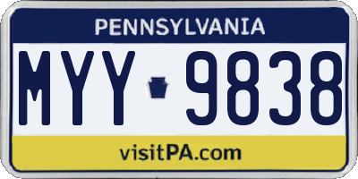 PA license plate MYY9838