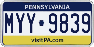 PA license plate MYY9839