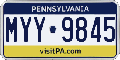 PA license plate MYY9845