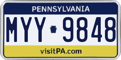 PA license plate MYY9848