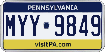 PA license plate MYY9849