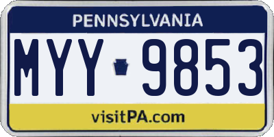 PA license plate MYY9853