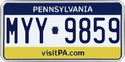 PA license plate MYY9859