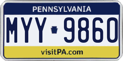 PA license plate MYY9860