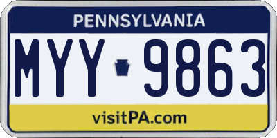 PA license plate MYY9863