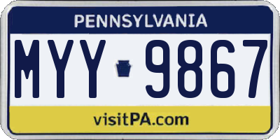 PA license plate MYY9867