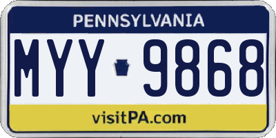 PA license plate MYY9868