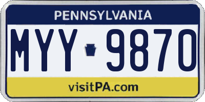 PA license plate MYY9870