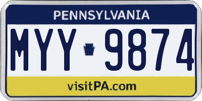 PA license plate MYY9874