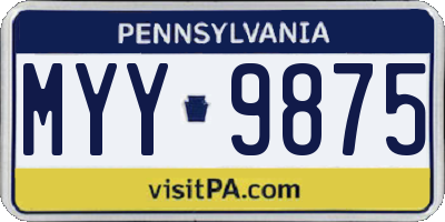 PA license plate MYY9875