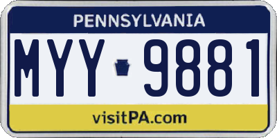 PA license plate MYY9881
