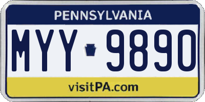 PA license plate MYY9890