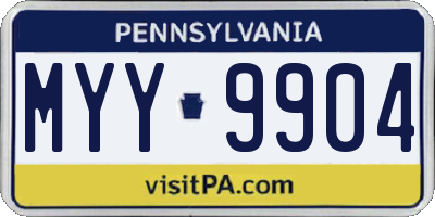 PA license plate MYY9904