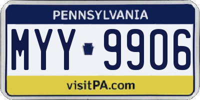 PA license plate MYY9906