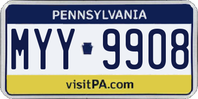 PA license plate MYY9908