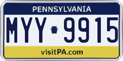 PA license plate MYY9915