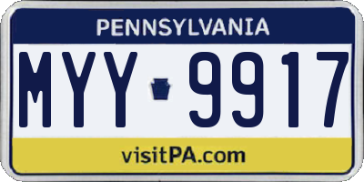 PA license plate MYY9917