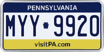 PA license plate MYY9920