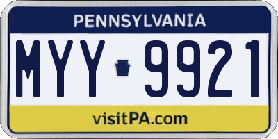 PA license plate MYY9921
