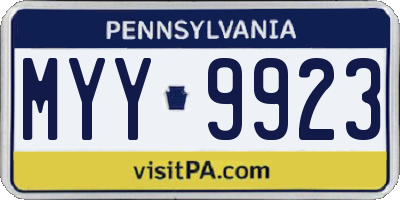 PA license plate MYY9923