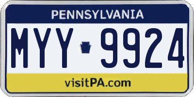 PA license plate MYY9924