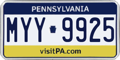 PA license plate MYY9925