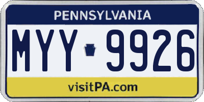 PA license plate MYY9926