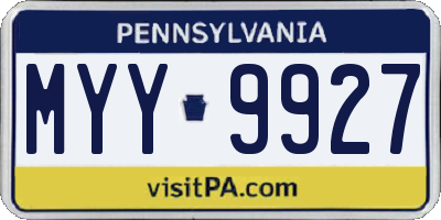 PA license plate MYY9927
