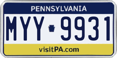 PA license plate MYY9931