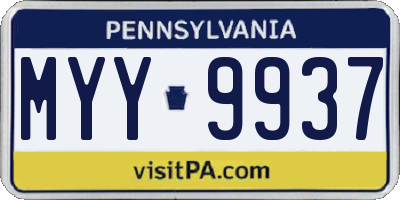 PA license plate MYY9937