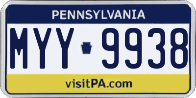PA license plate MYY9938