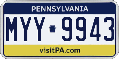 PA license plate MYY9943