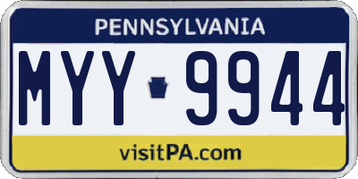 PA license plate MYY9944