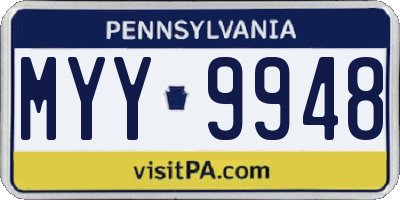 PA license plate MYY9948