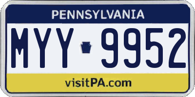 PA license plate MYY9952
