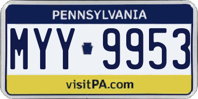 PA license plate MYY9953