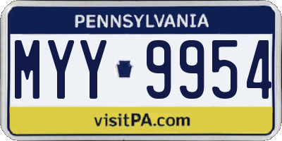 PA license plate MYY9954