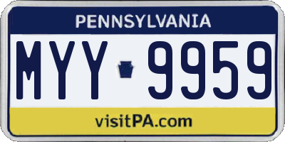 PA license plate MYY9959