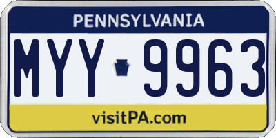 PA license plate MYY9963