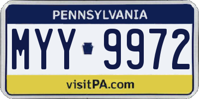 PA license plate MYY9972