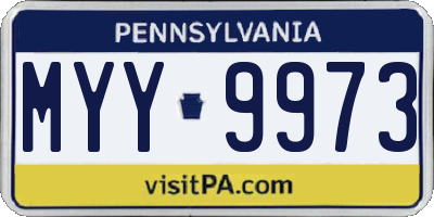PA license plate MYY9973