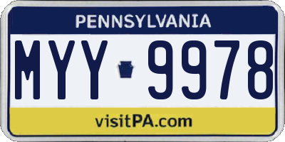 PA license plate MYY9978