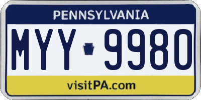 PA license plate MYY9980