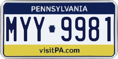 PA license plate MYY9981