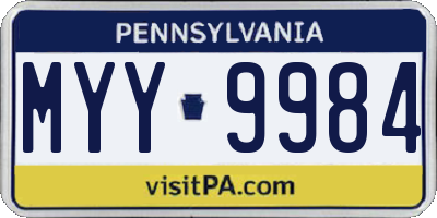 PA license plate MYY9984