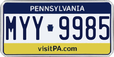 PA license plate MYY9985